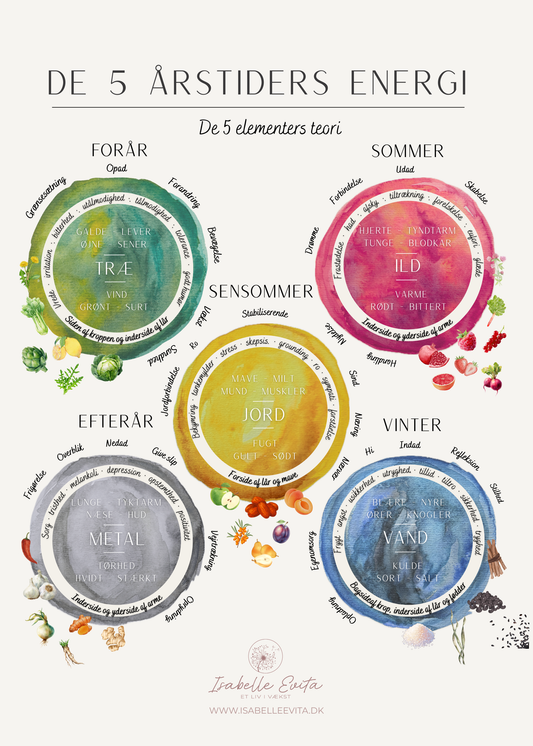 Plakat: De 5 Årstiders Energi - De 5 Elementers Teori